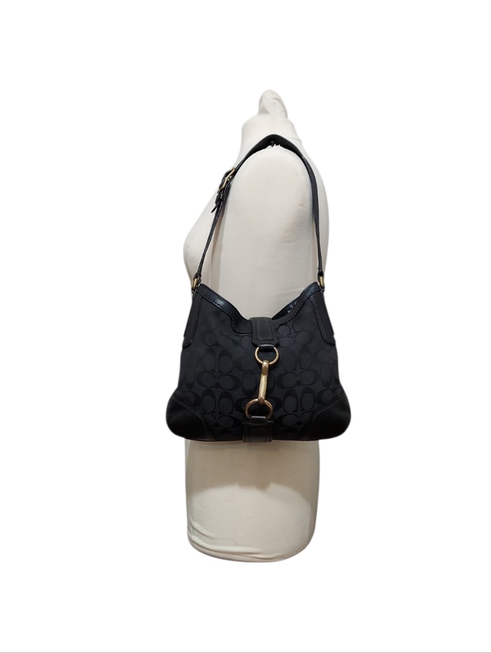 Coach Y2K Vintage 2000 Hamptons Signature Canvas & Leather Hobo Bag W/Brass - Picture 9 of 12